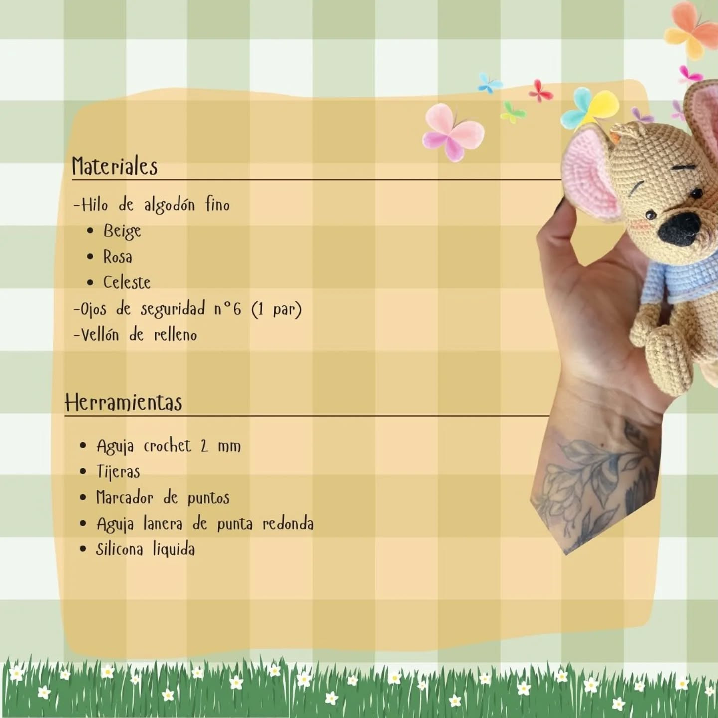 Patrón de crochet para muñeco de peluche de ratón adorable