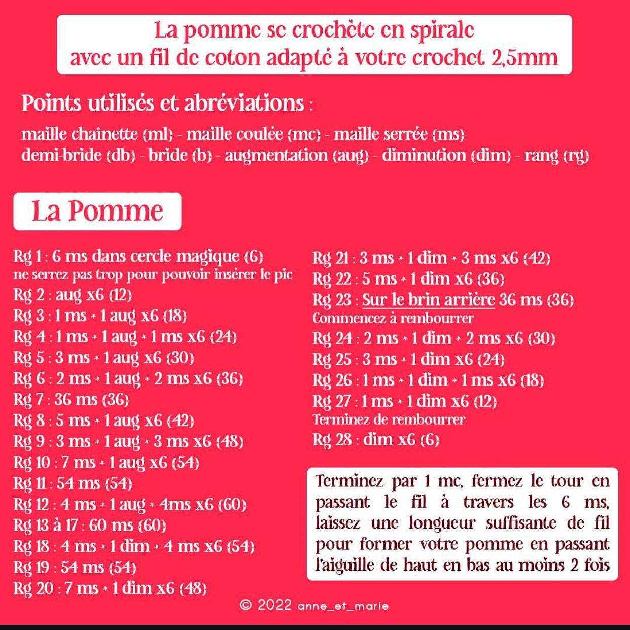 Patron de crochet: Pomme d'Amour pour une décoration romantique