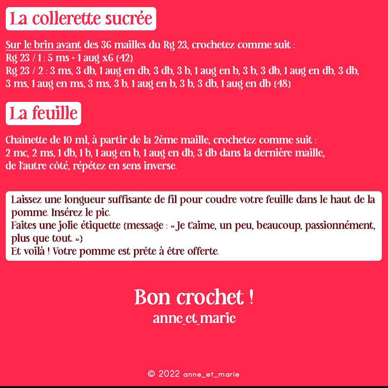 Patron de crochet: Pomme d'Amour pour une décoration romantique