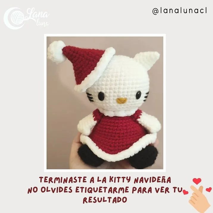 Patrón de ganchillo navideño de muñeco de gatito adorable