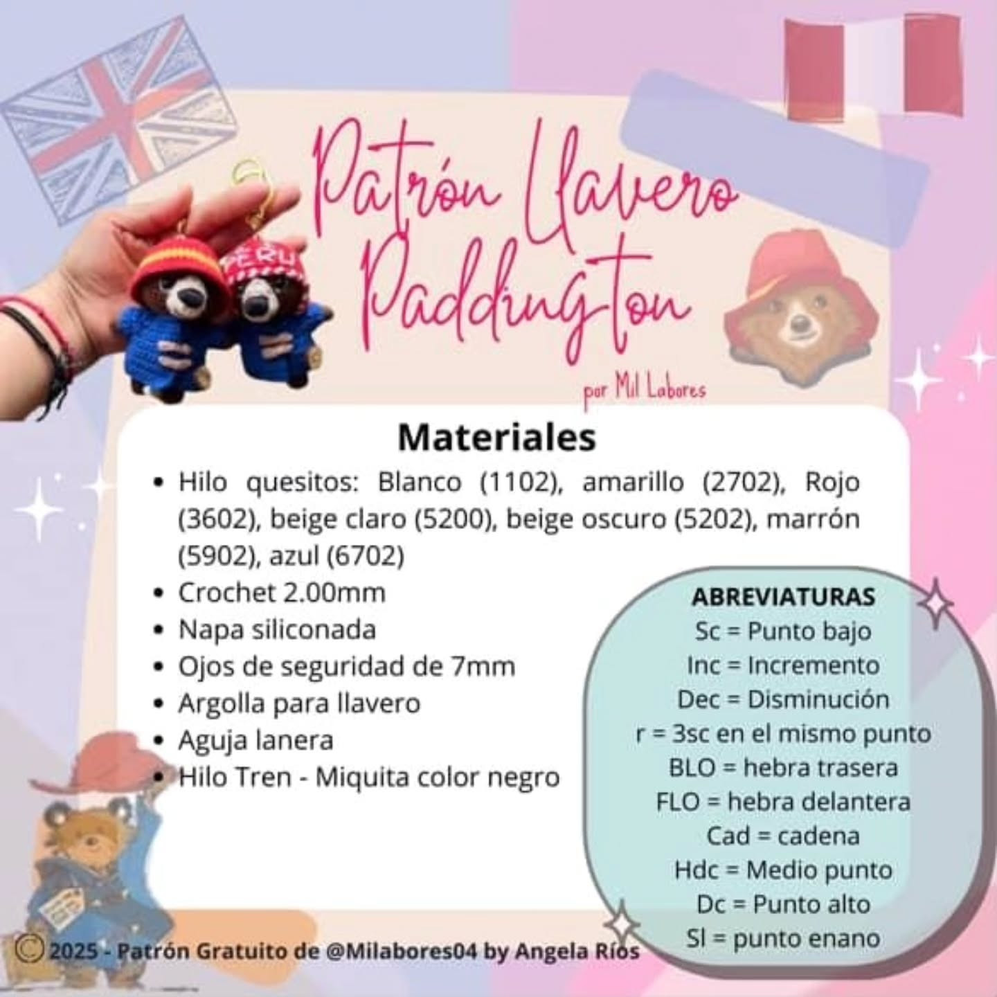Patrón de Llavero de Oso Paddington Amigurumi Fácil de Hacer