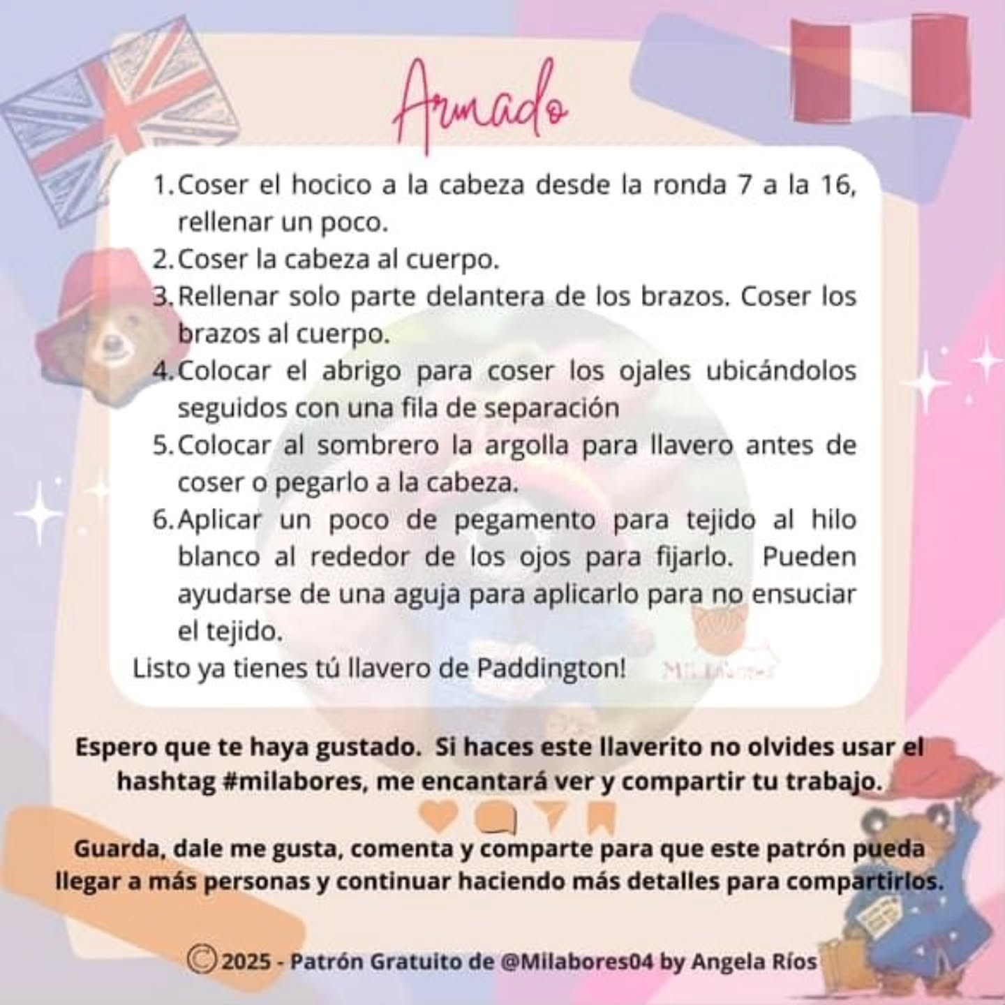 Patrón de Llavero de Oso Paddington Amigurumi Fácil de Hacer