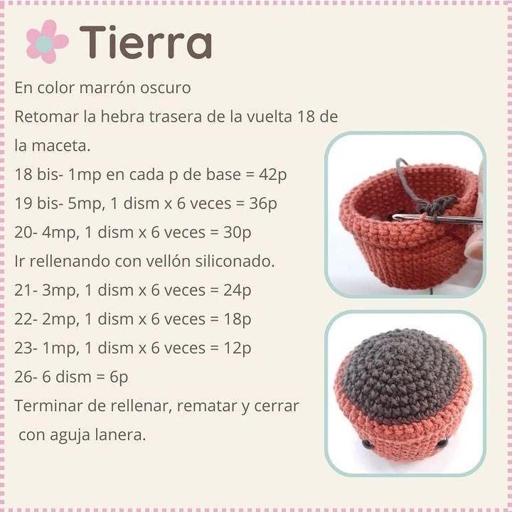 Patrón de maceta kawaii con flores de crochet adorables