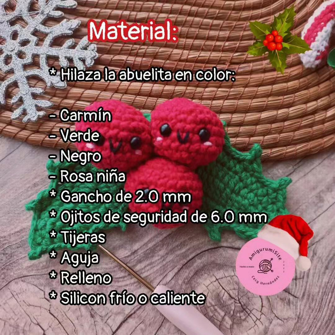 Patrón de muérdago navideño a crochet fácil