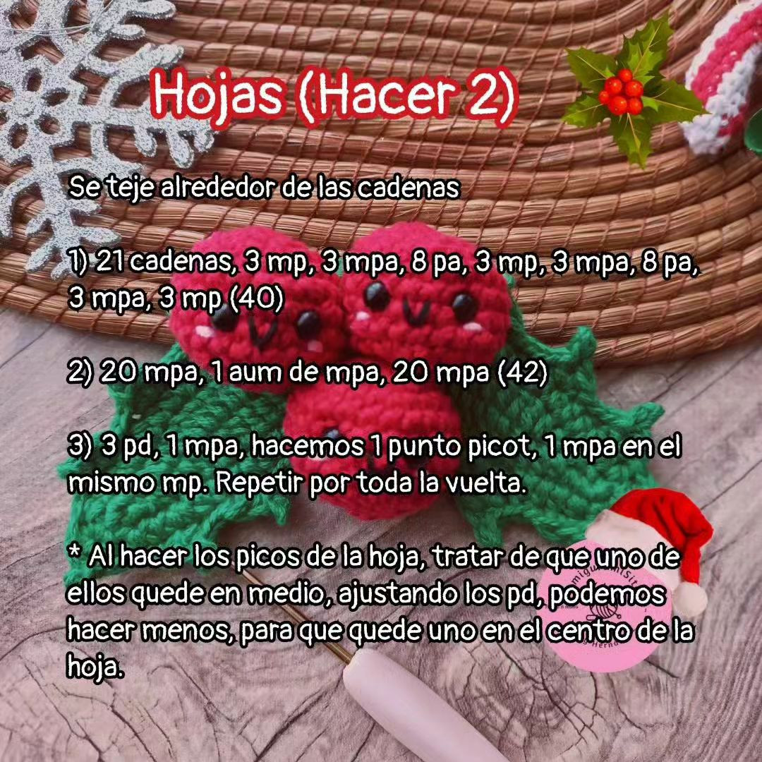 Patrón de muérdago navideño a crochet fácil