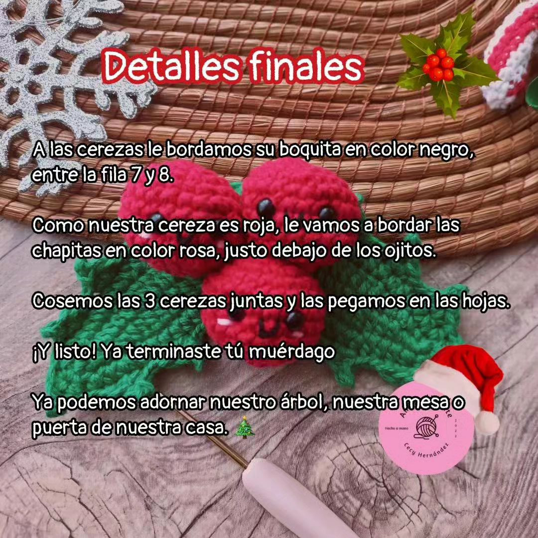 Patrón de muérdago navideño a crochet fácil