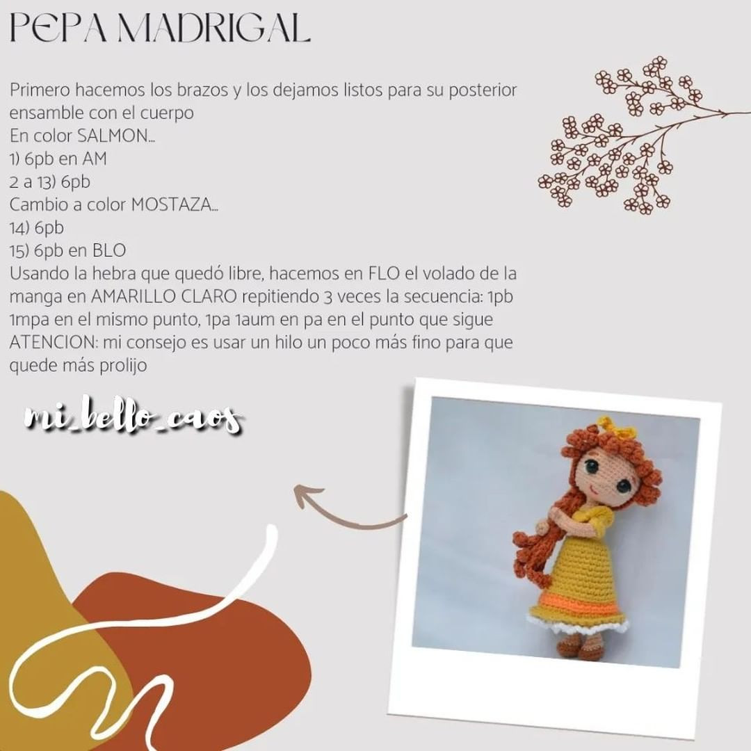 Patrón de muñeca amigurumi Pepa Madrigal gratis
