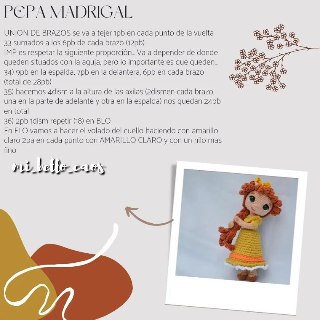 Patrón de muñeca amigurumi Pepa Madrigal gratis