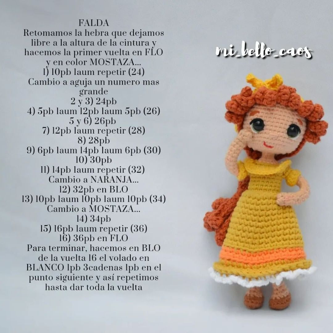 Patrón de muñeca amigurumi Pepa Madrigal gratis