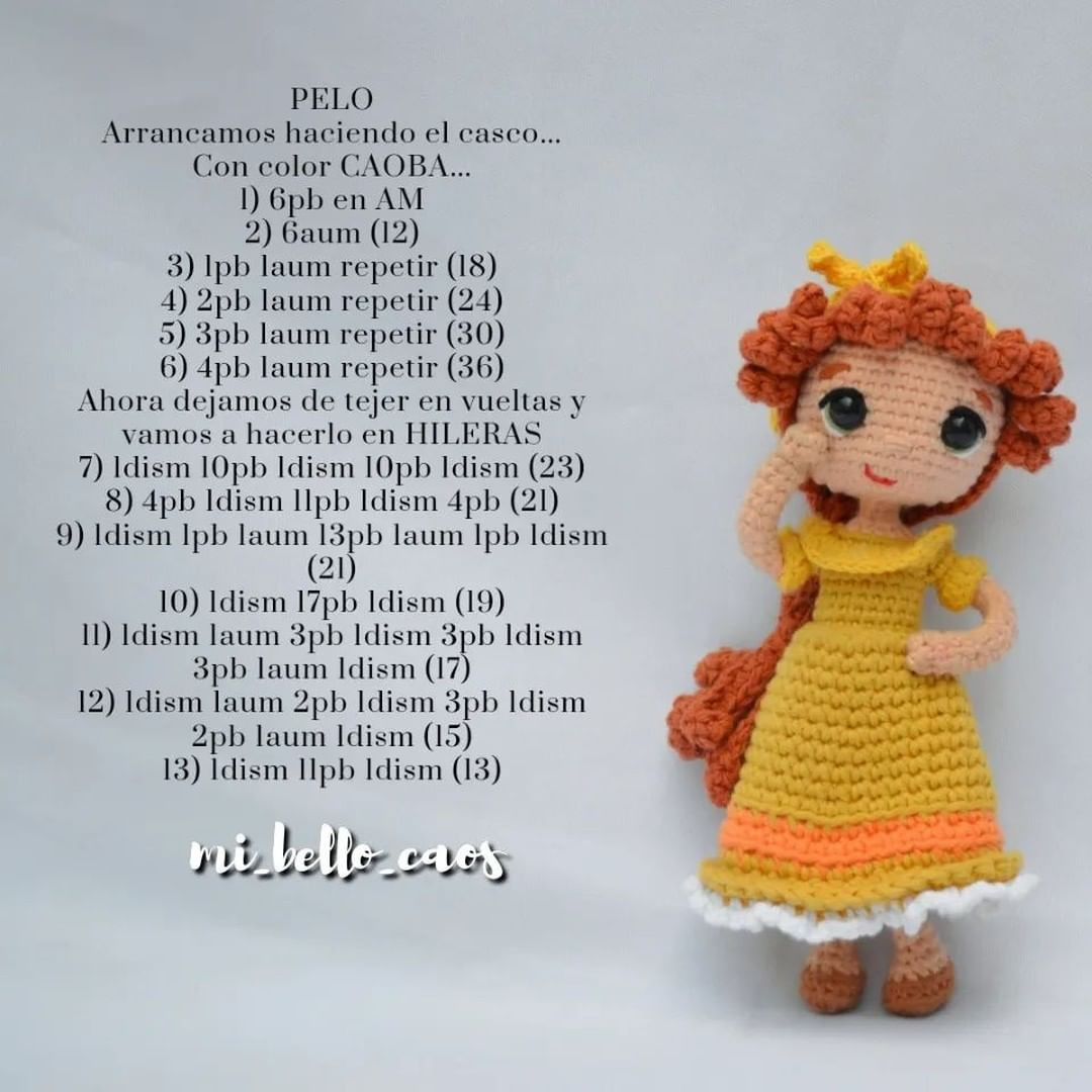 Patrón de muñeca amigurumi Pepa Madrigal gratis