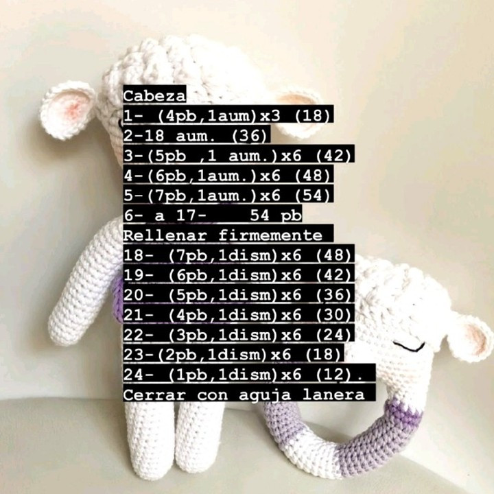 Patrón de oveja amigurumi: Juguete y sonajero