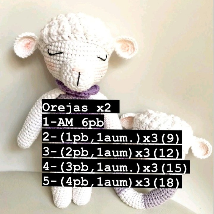 Patrón de oveja amigurumi: Juguete y sonajero
