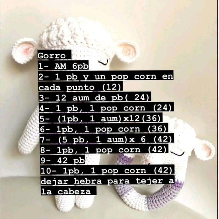 Patrón de oveja amigurumi: Juguete y sonajero