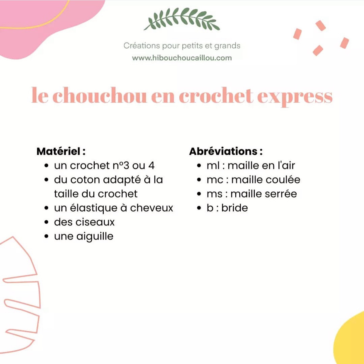 Patron gratuit pour chouchou crochet rapide et facile