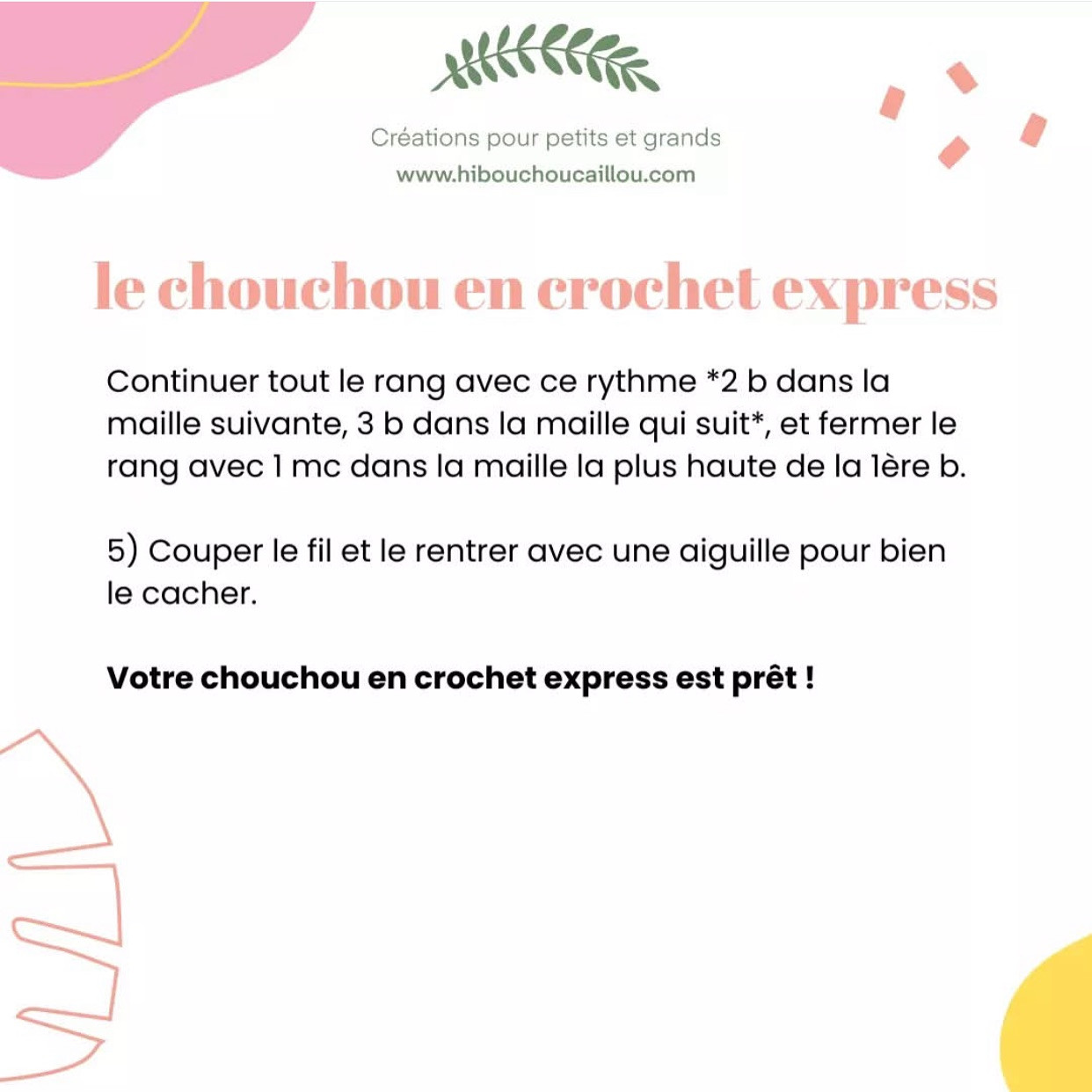 Patron gratuit pour chouchou crochet rapide et facile