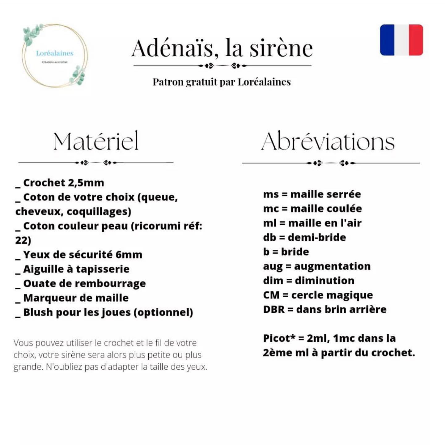 Patron gratuit pour crocheter une petite sirène adorable