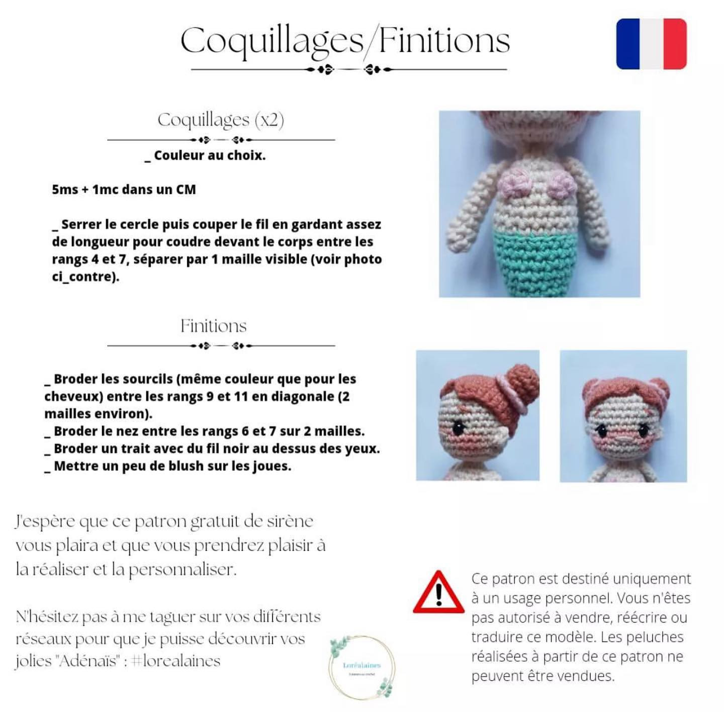 Patron gratuit pour crocheter une petite sirène adorable