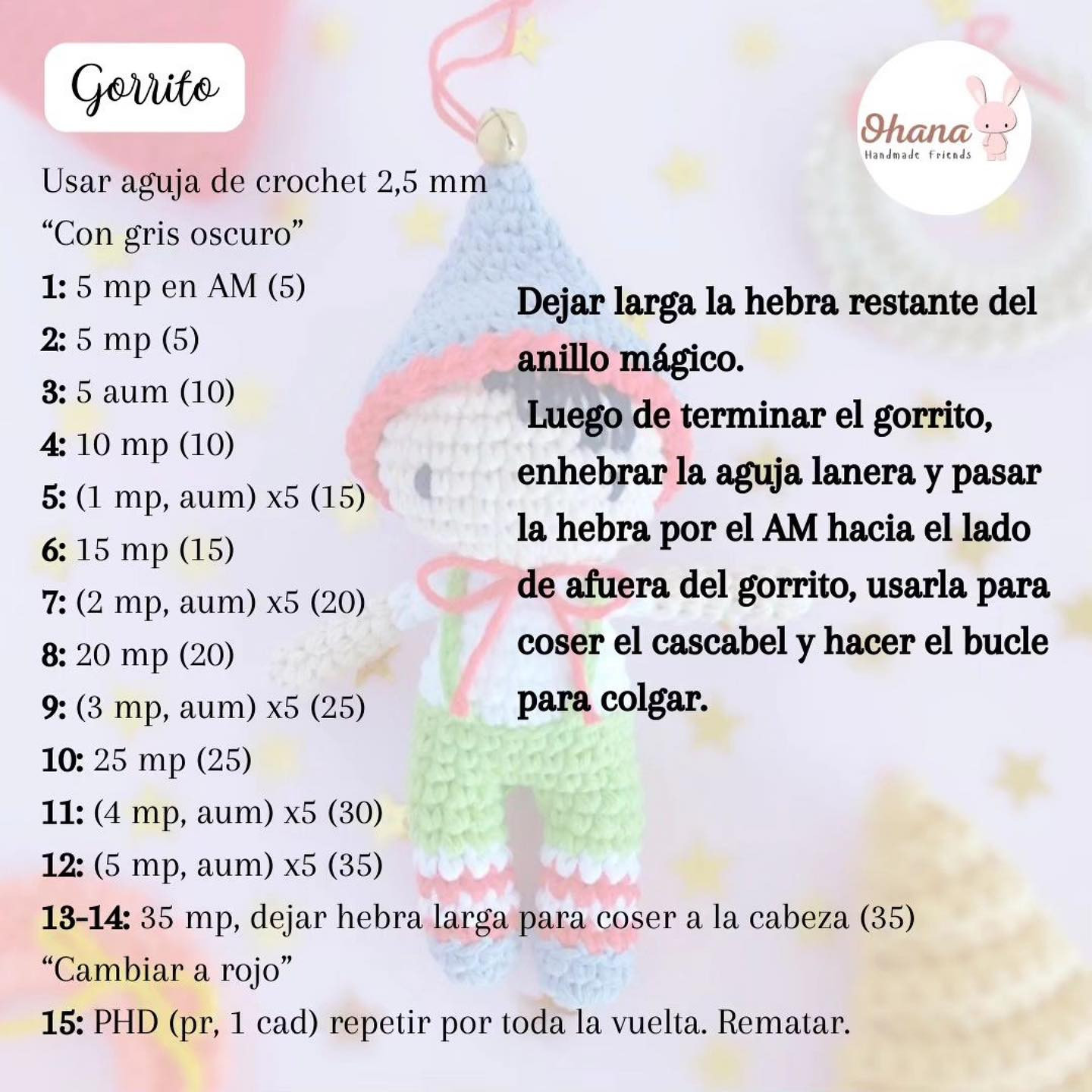 Patrón gratuito de amigurumi duendecito para decorar tu hogar