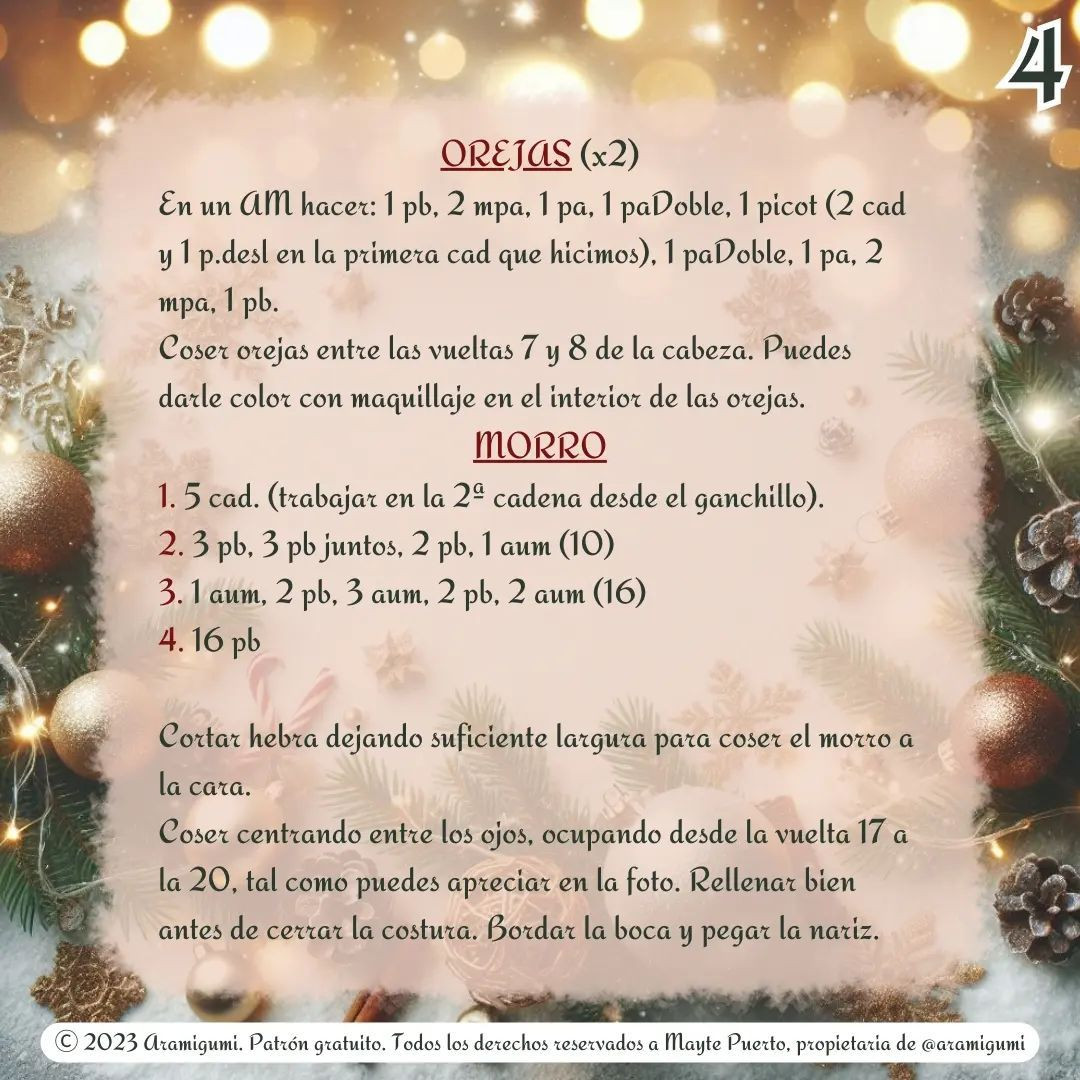 Patrón gratuito de Rodolfo el reno para Navidad