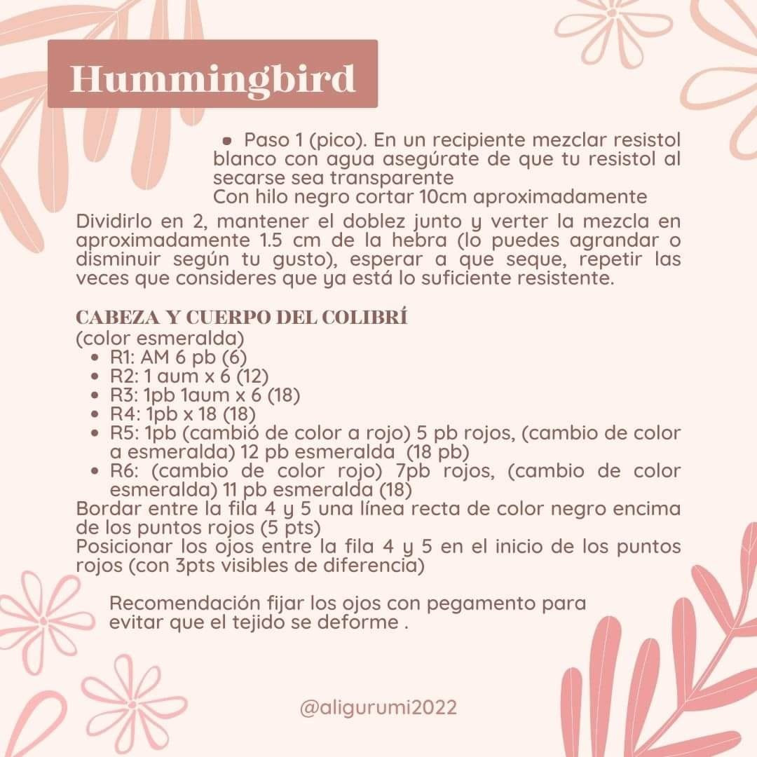Patrón gratuito para llavero de colibrí a crochet