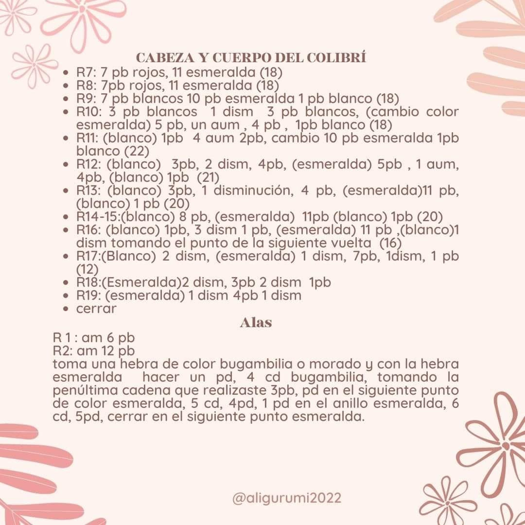 Patrón gratuito para llavero de colibrí a crochet