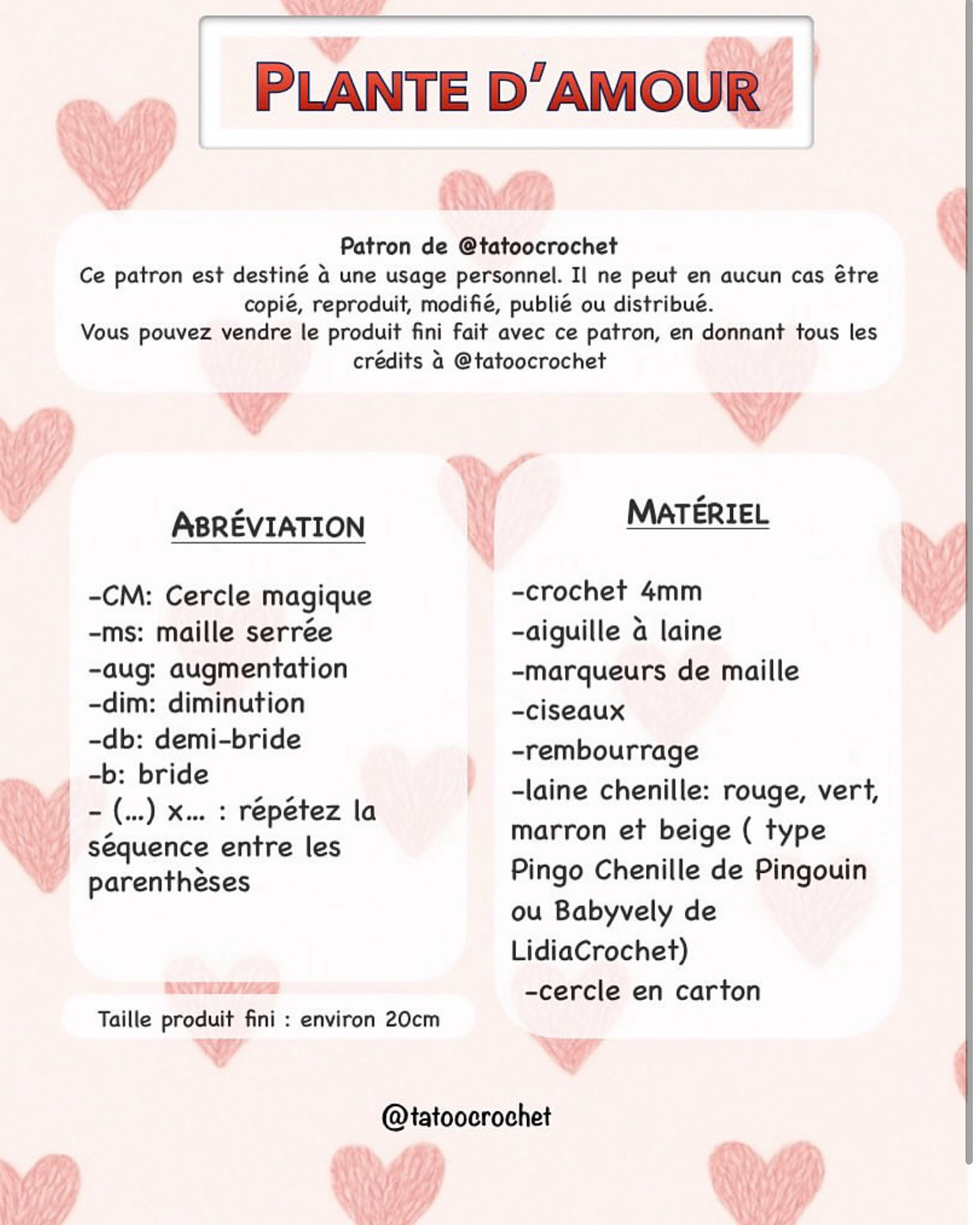 Plante d'amour au crochet - Patron gratuit disponible