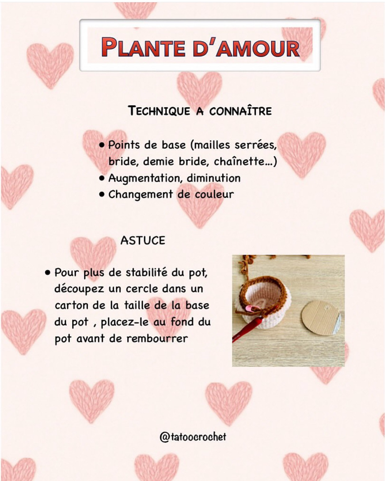 Plante d'amour au crochet - Patron gratuit disponible