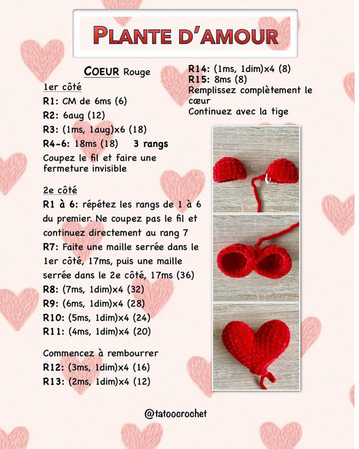 Plante d'amour au crochet - Patron gratuit disponible