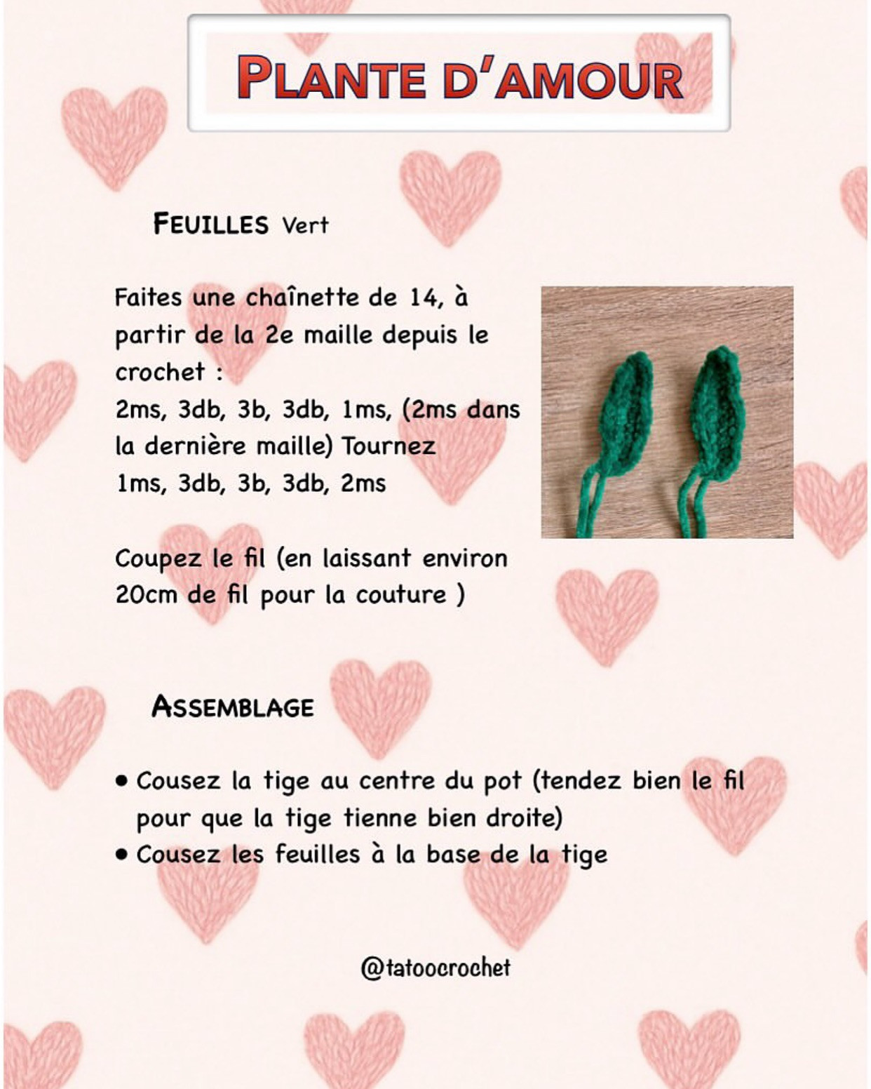 Plante d'amour au crochet - Patron gratuit disponible