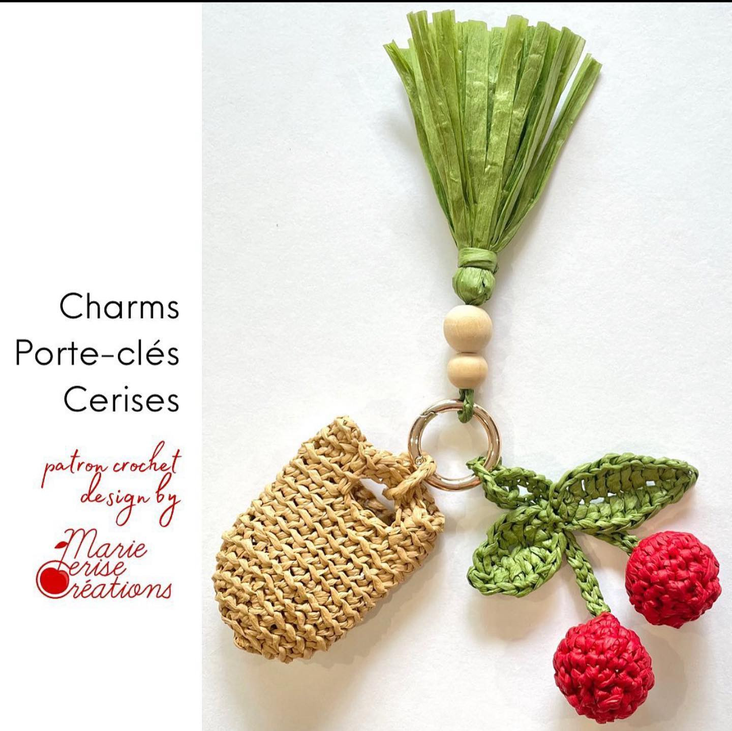 Porte-clés crochet cerises pour fête des Mères