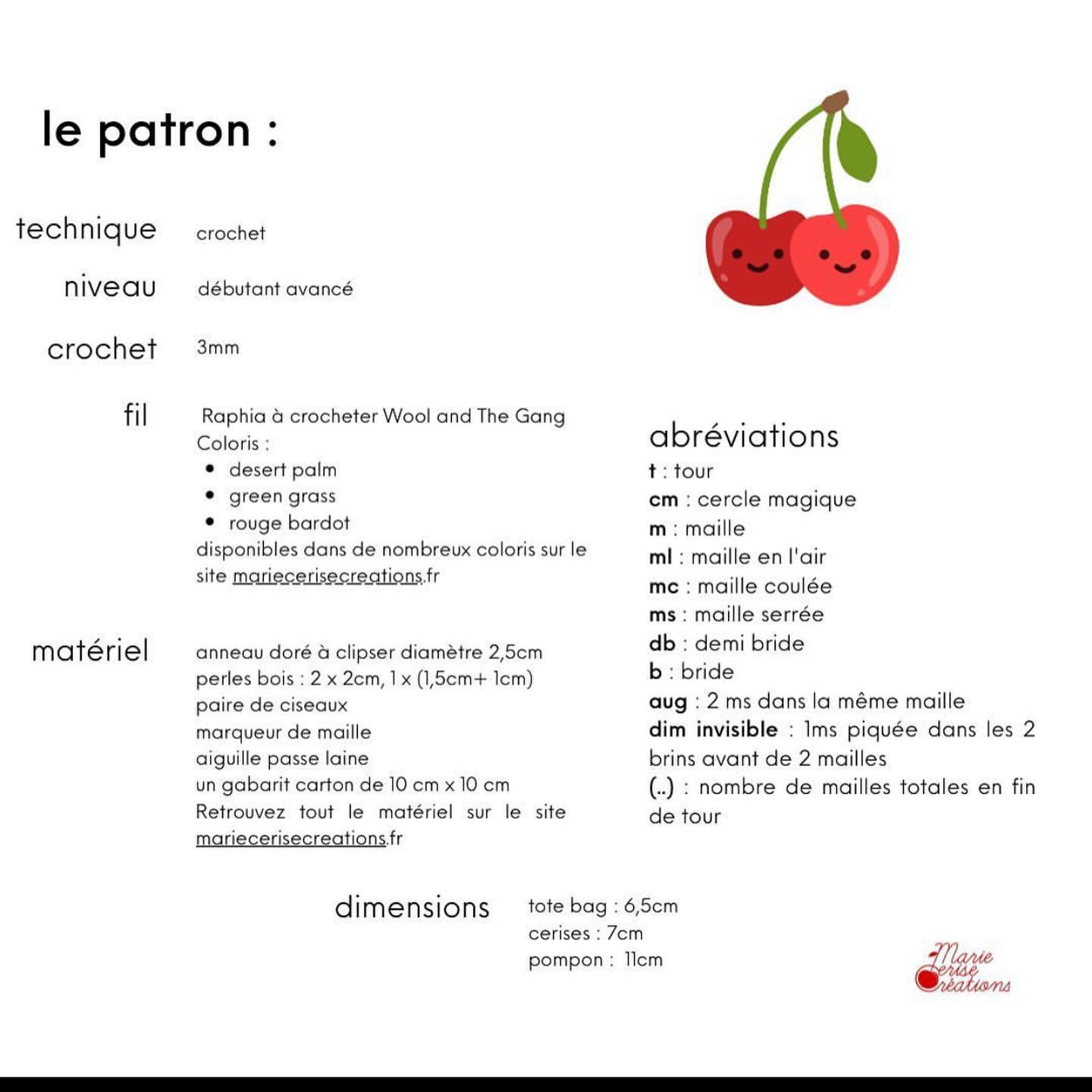 Porte-clés crochet cerises pour fête des Mères