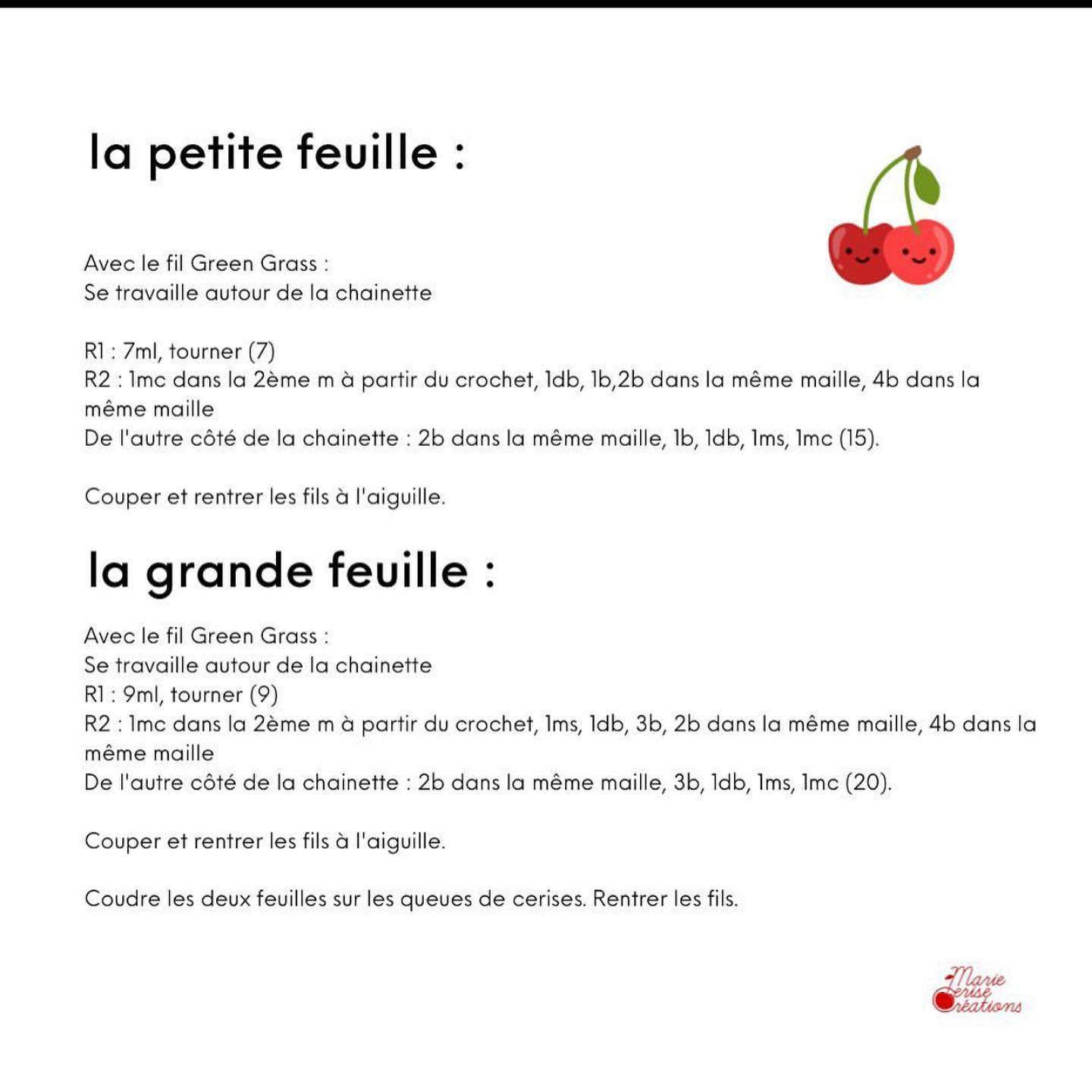 Porte-clés crochet cerises pour fête des Mères