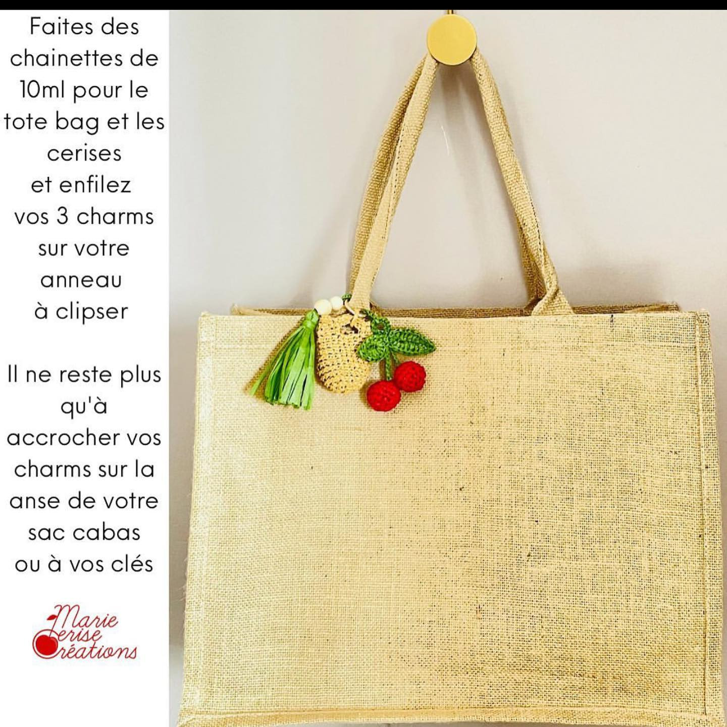 Porte-clés crochet cerises pour fête des Mères