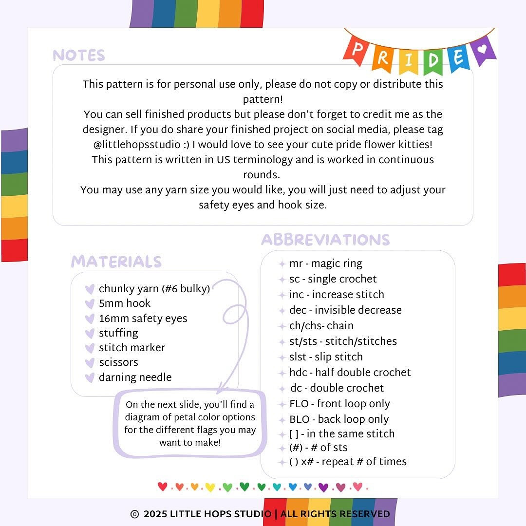 Pride Flower Kitty Crochet Pattern: Free and Colorful Design