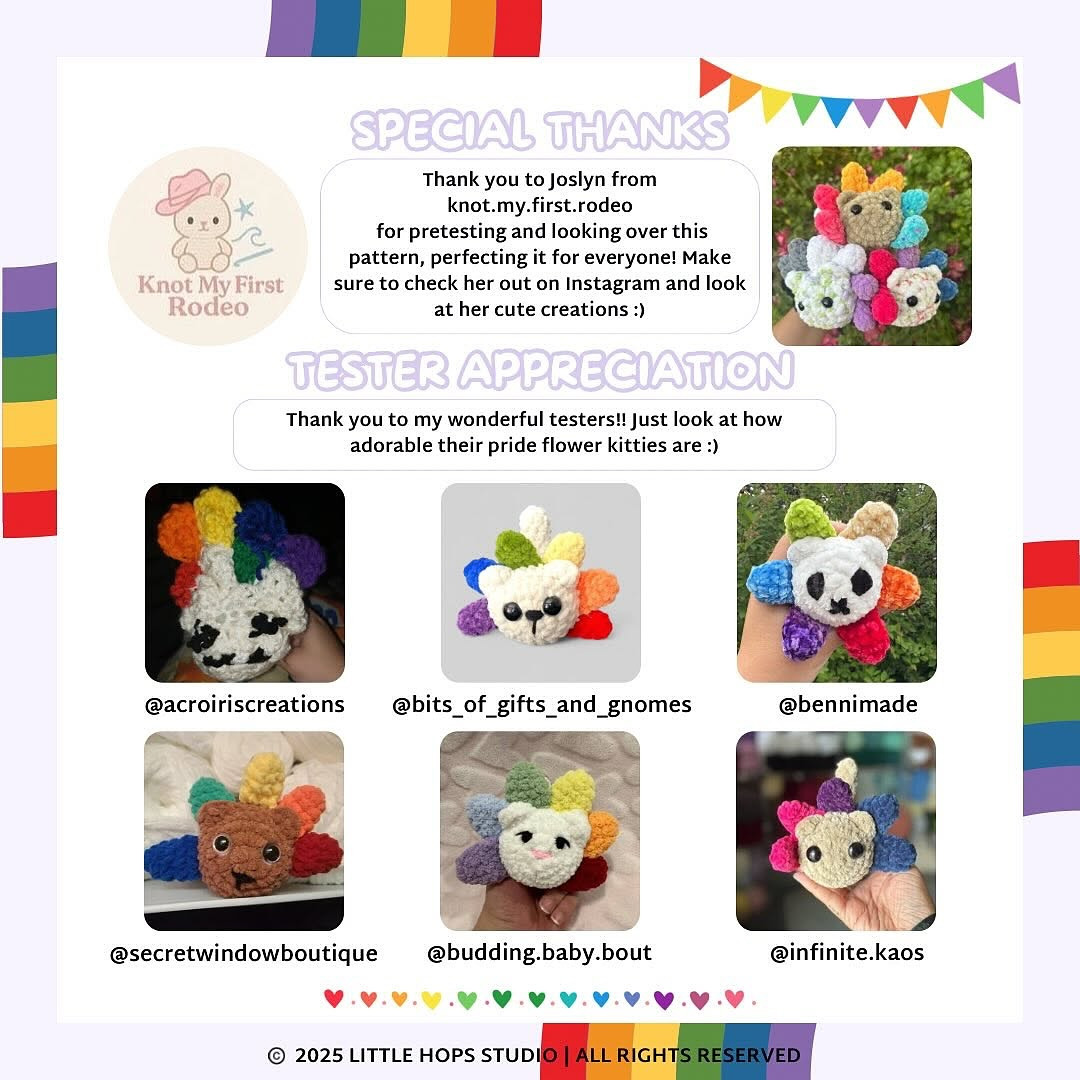 Pride Flower Kitty Crochet Pattern: Free and Colorful Design