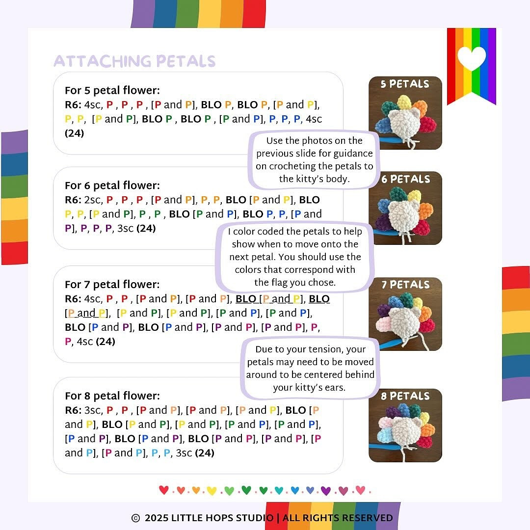 Pride Flower Kitty Crochet Pattern: Free and Colorful Design