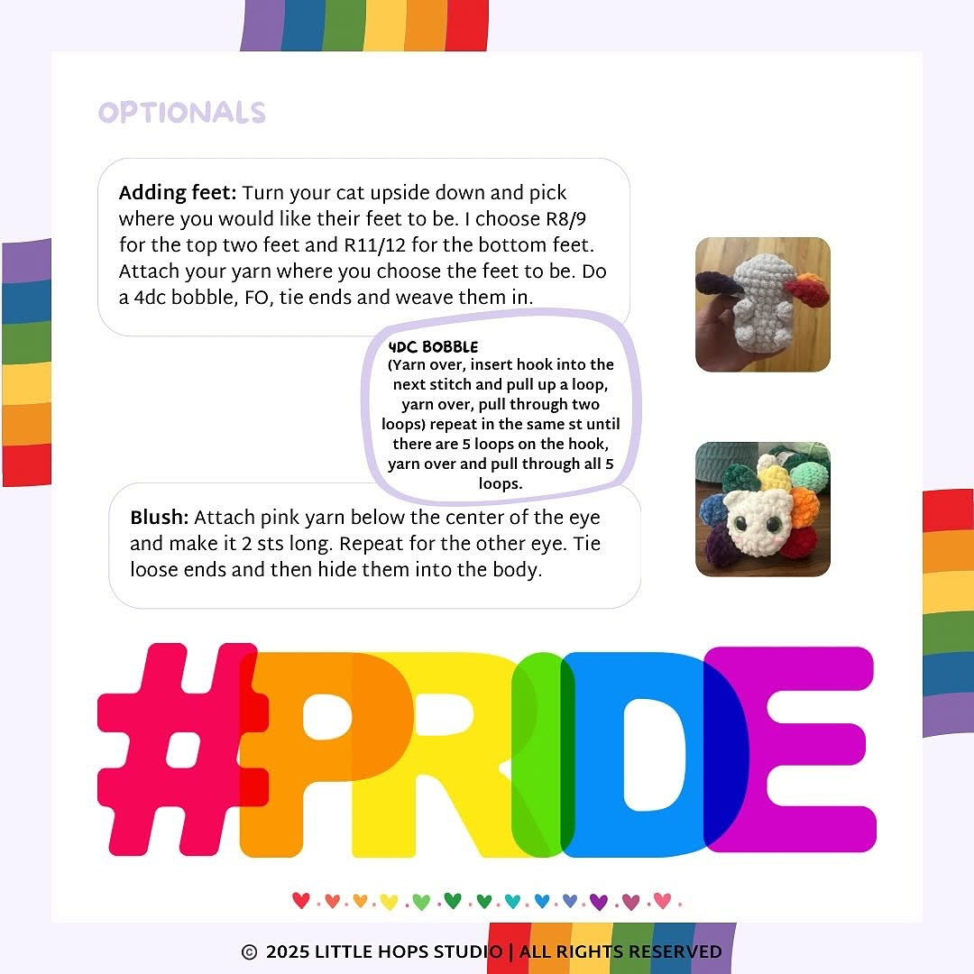 Pride Flower Kitty Crochet Pattern: Free and Colorful Design