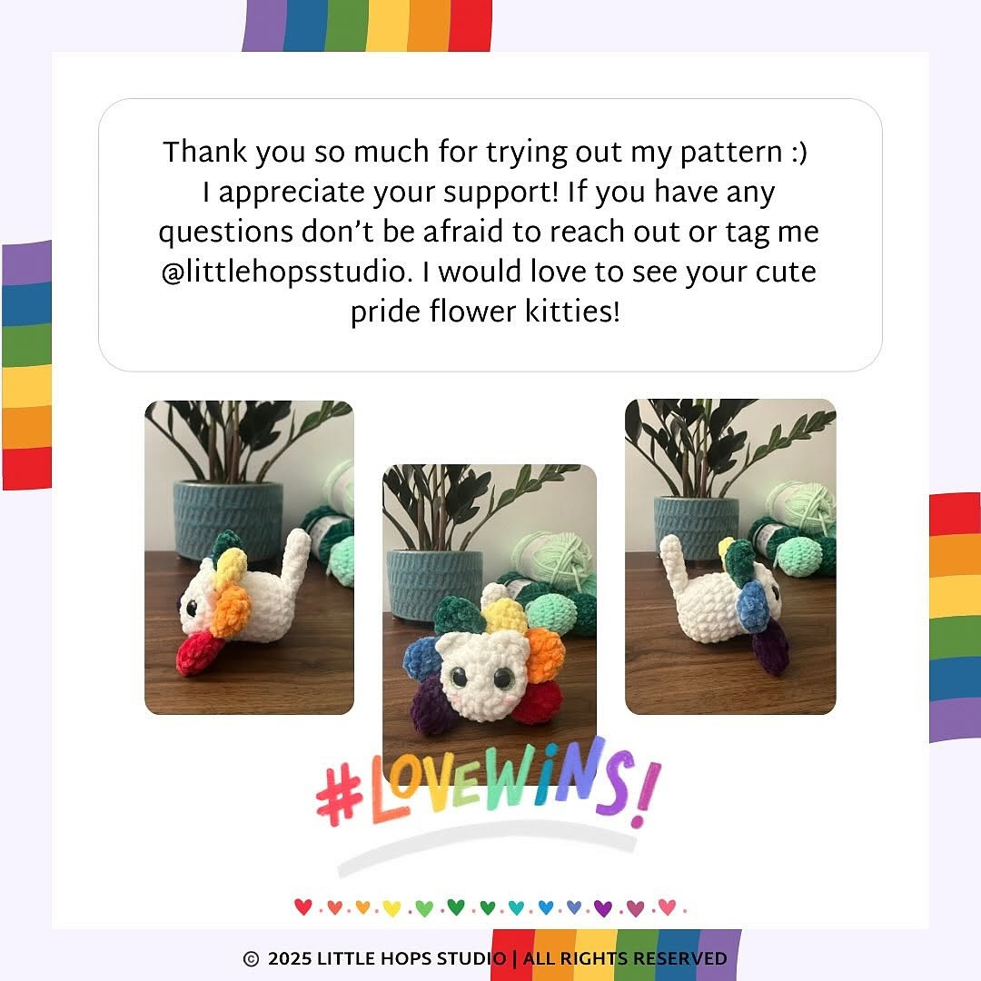 Pride Flower Kitty Crochet Pattern: Free and Colorful Design