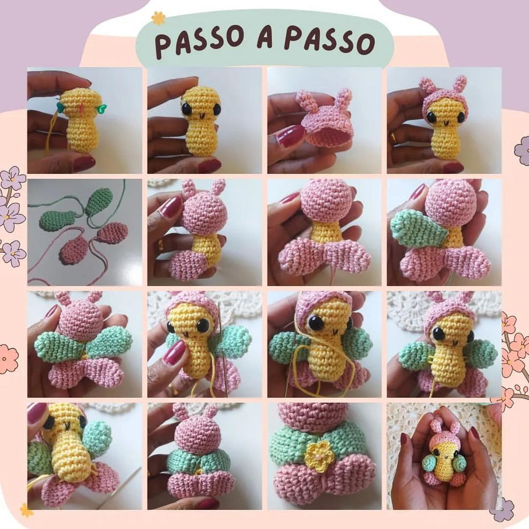 Receita de Amigurumi: Borboleta Fifi Colorida e Fofa