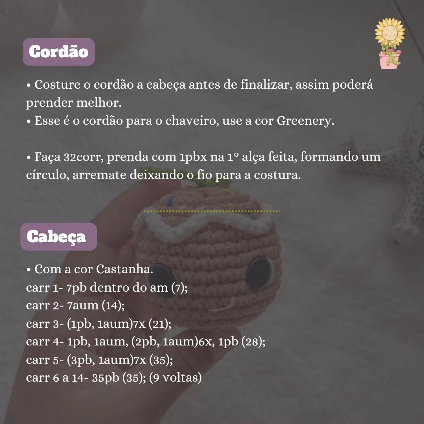 Receita de Chaveiro de Biscoito de Crochê Fofa e Fácil