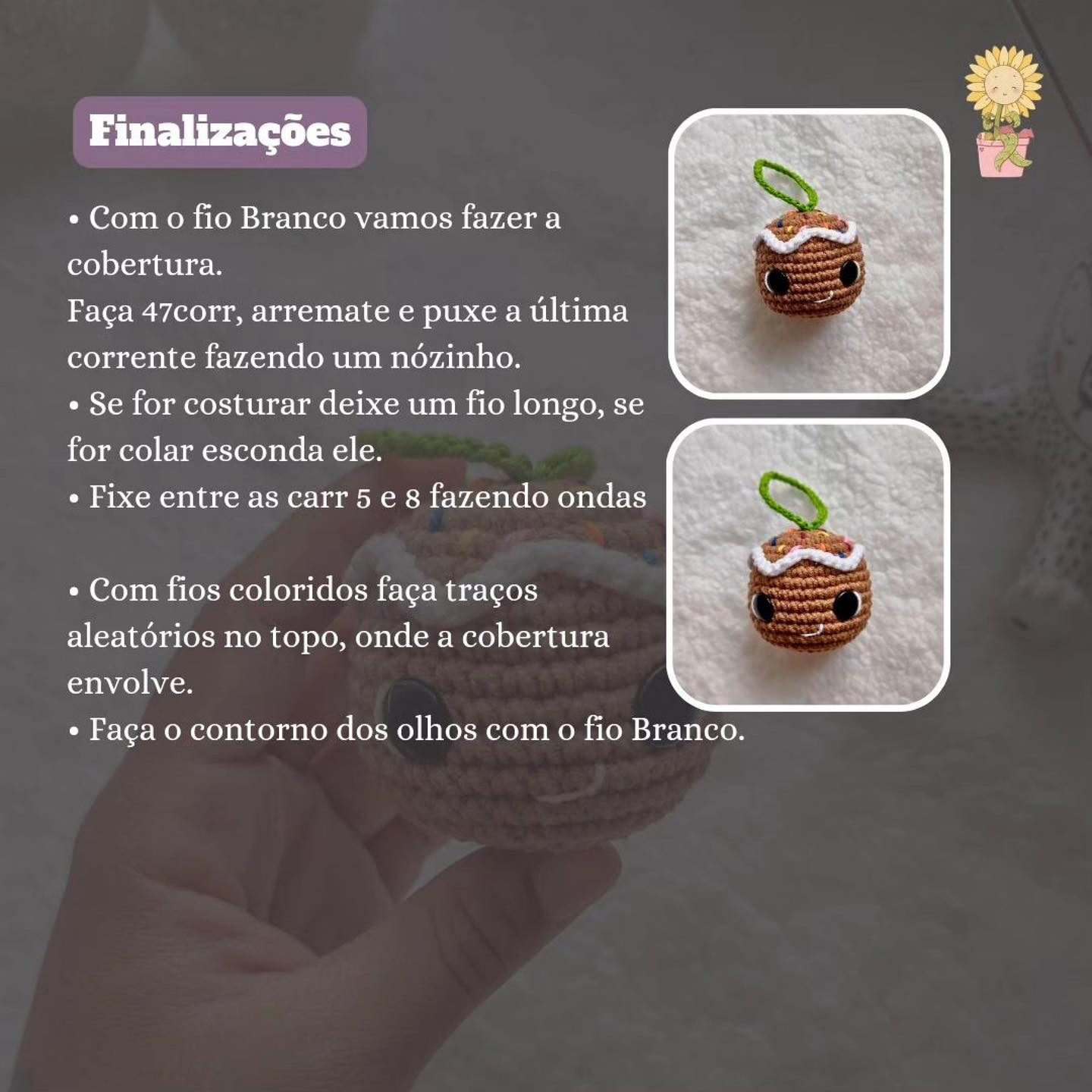 Receita de Chaveiro de Biscoito de Crochê Fofa e Fácil