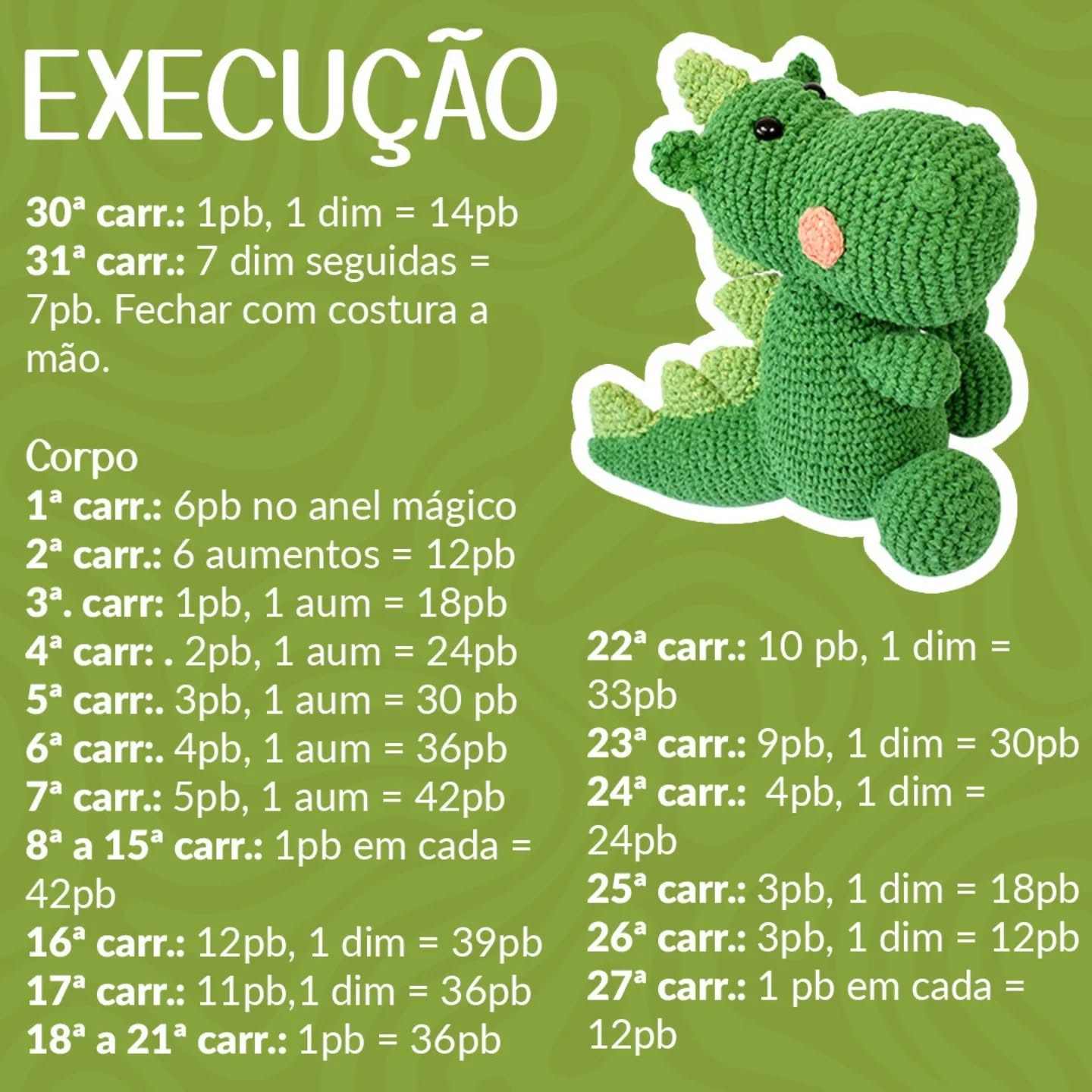 Receita Grátis de Amigurumi: Faça um Dinossauro de Crochê!