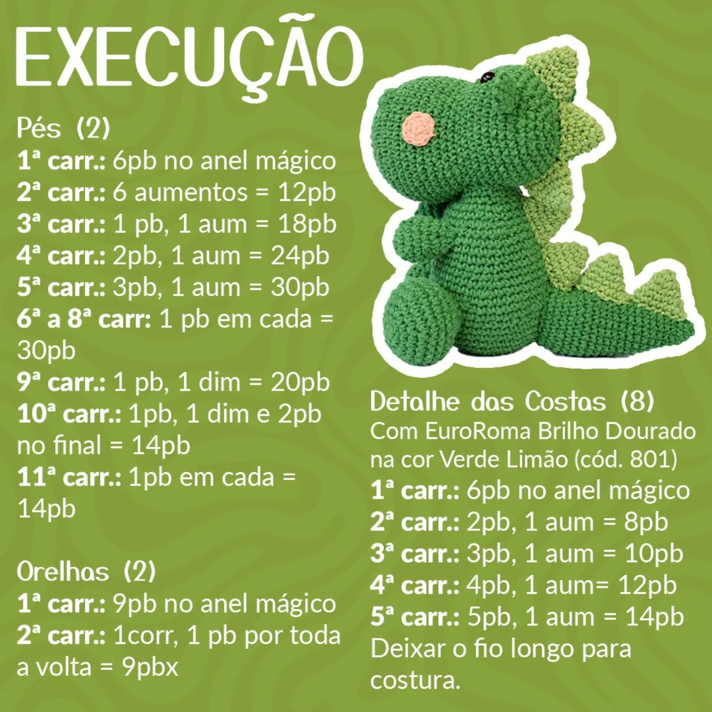 Receita Grátis de Amigurumi: Faça um Dinossauro de Crochê!