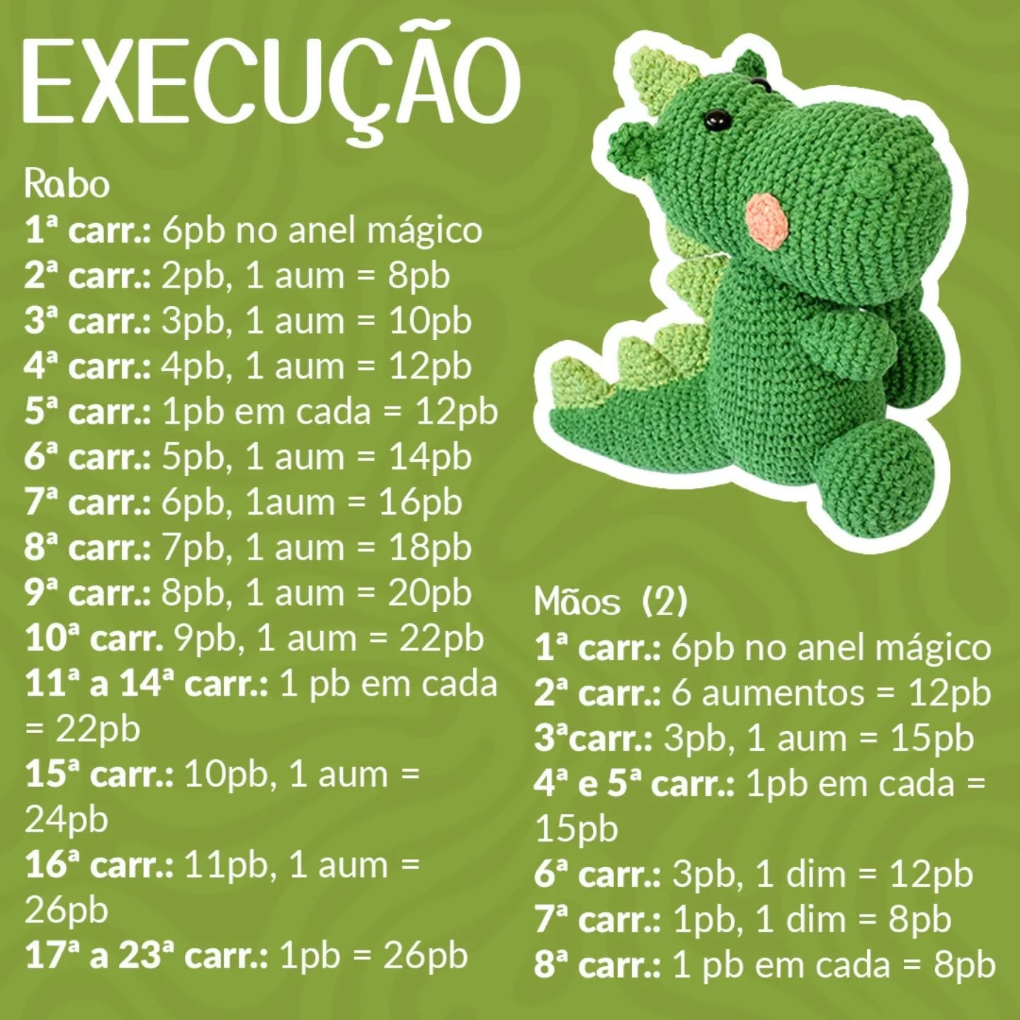Receita Grátis de Amigurumi: Faça um Dinossauro de Crochê!