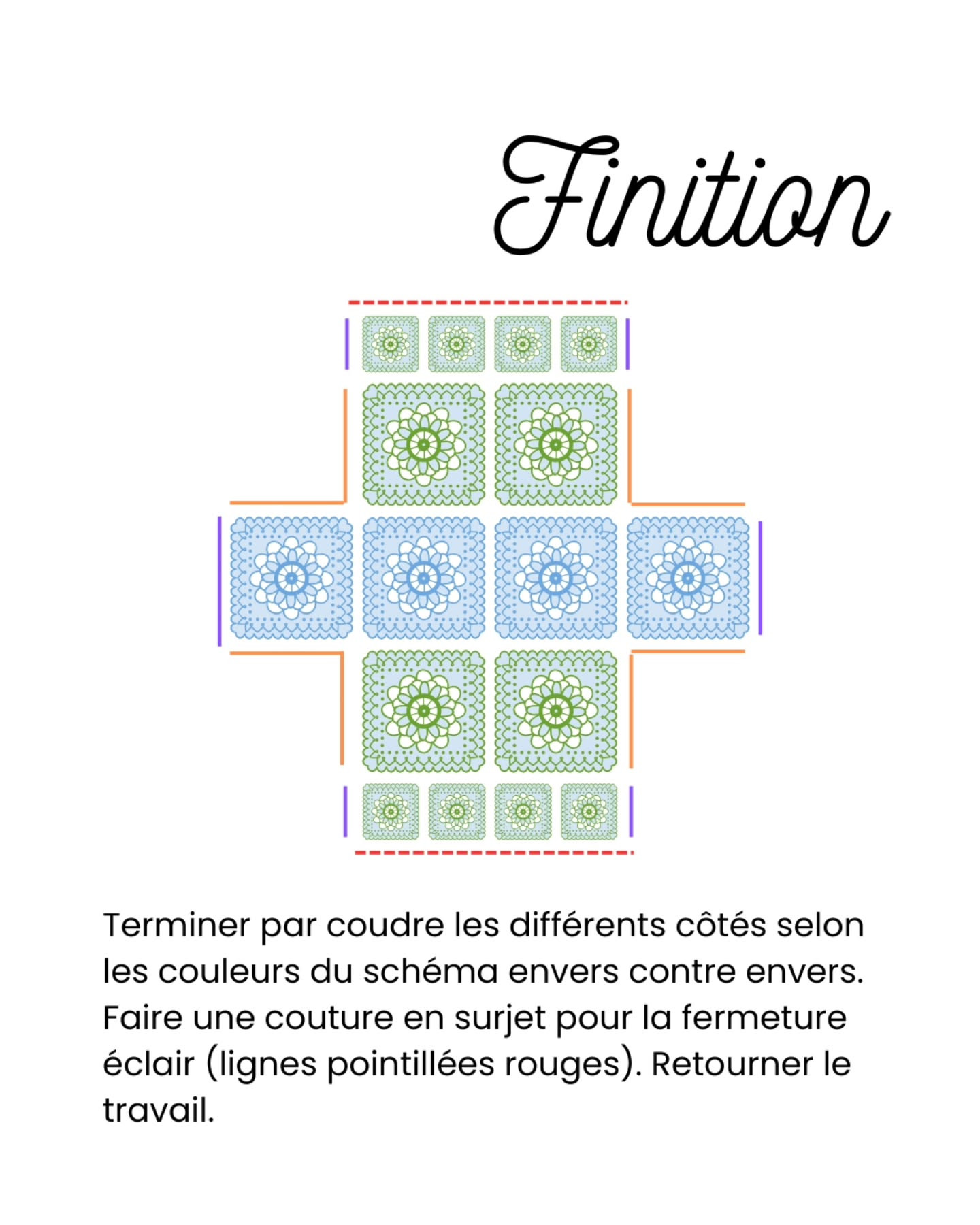 Sac à tricot en granny carré pour débutants