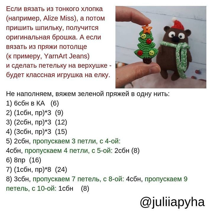 Схема в'язання новорічної ялинки з ґудзиками та зіркою