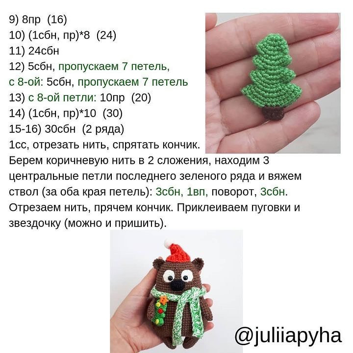 Схема в'язання новорічної ялинки з ґудзиками та зіркою