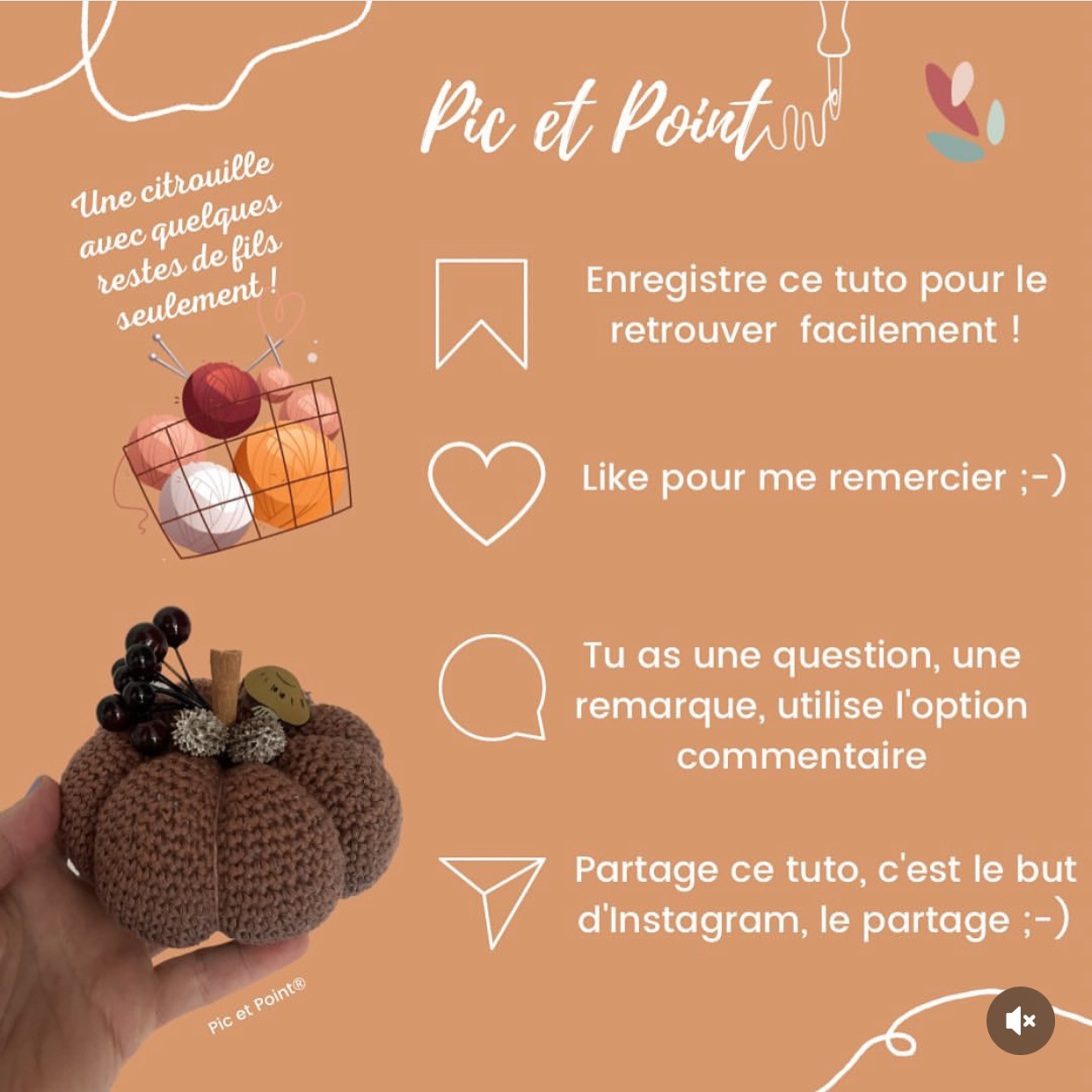 Tutoriel au crochet: Citrouille d'automne pour décoration chaleureuse