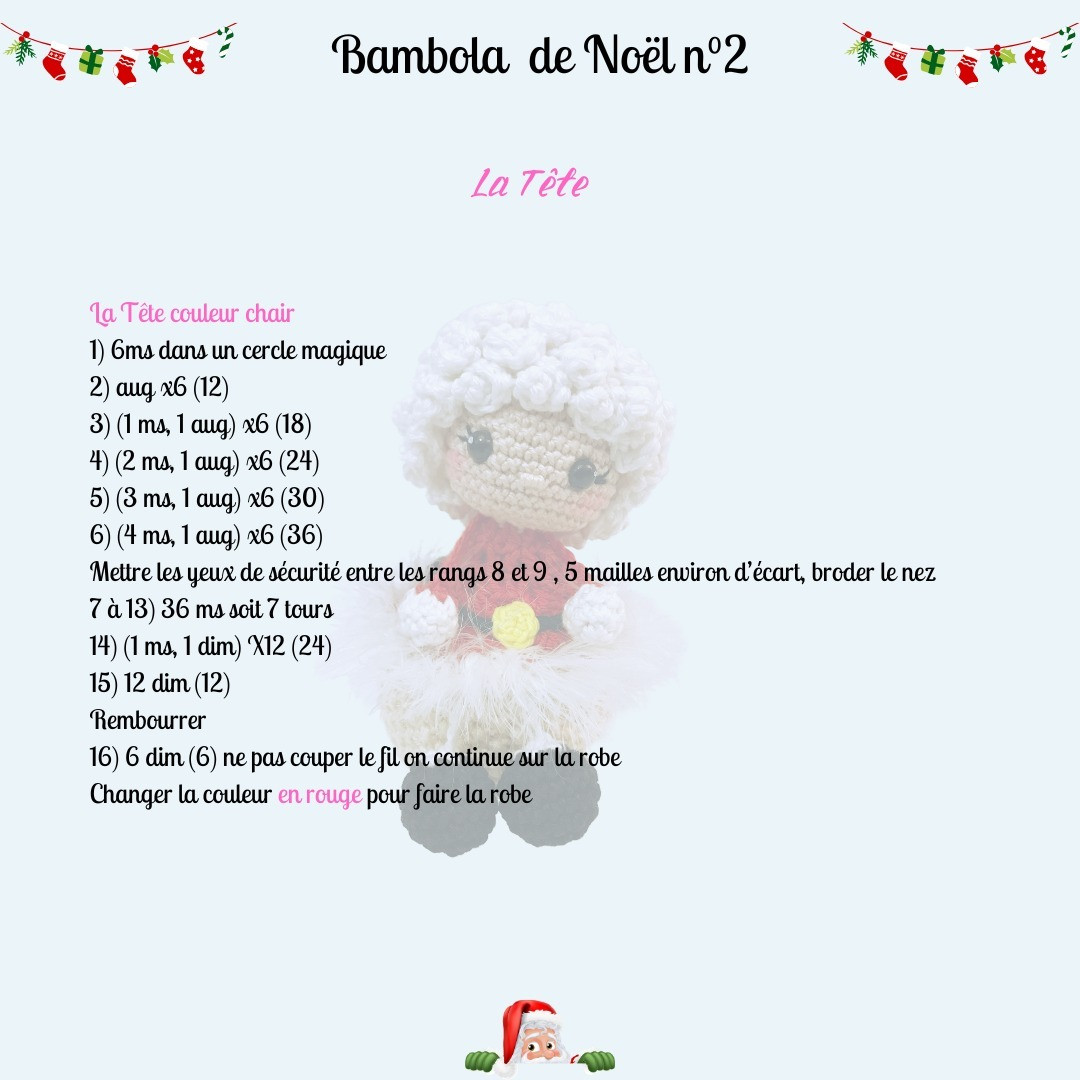 Tutoriel gratuit: Bambola de Noël n°2 par Cat's Créa Crochet