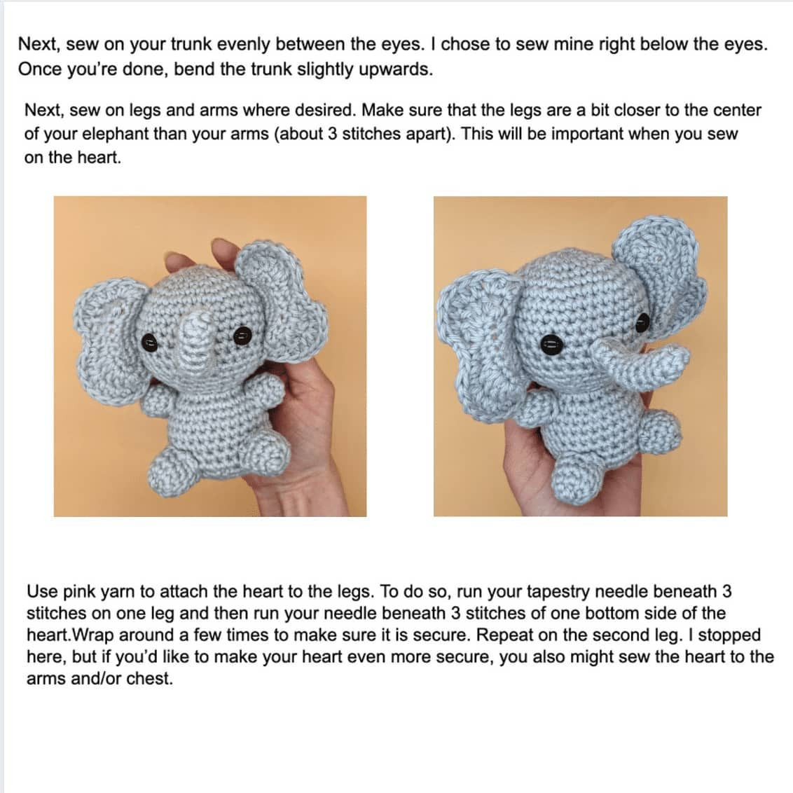 Valentine's Day Elephant Free Crochet Pattern
